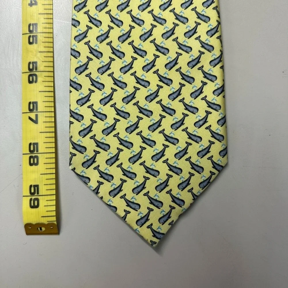 Rivety of Boston Mens Silk Tie Yellow Spouting Whale Nautical Novelty Handmade